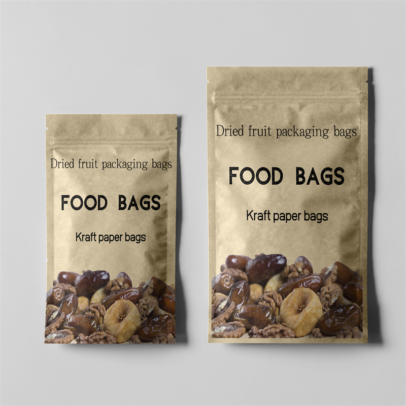 with window for food kraft paper zipper bag