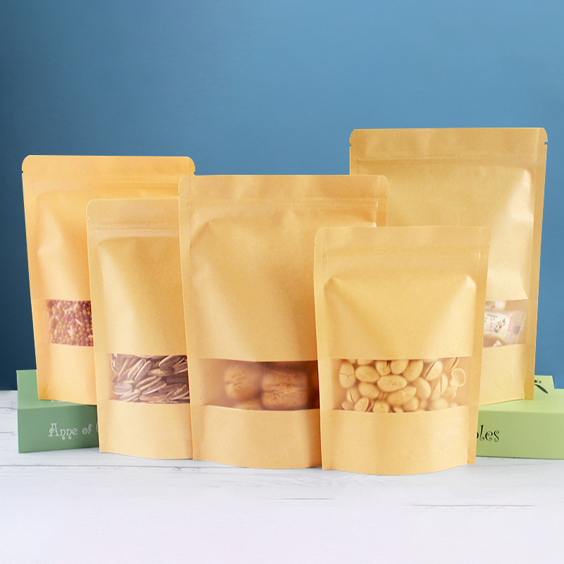 Food kraft paper zipper bag with window