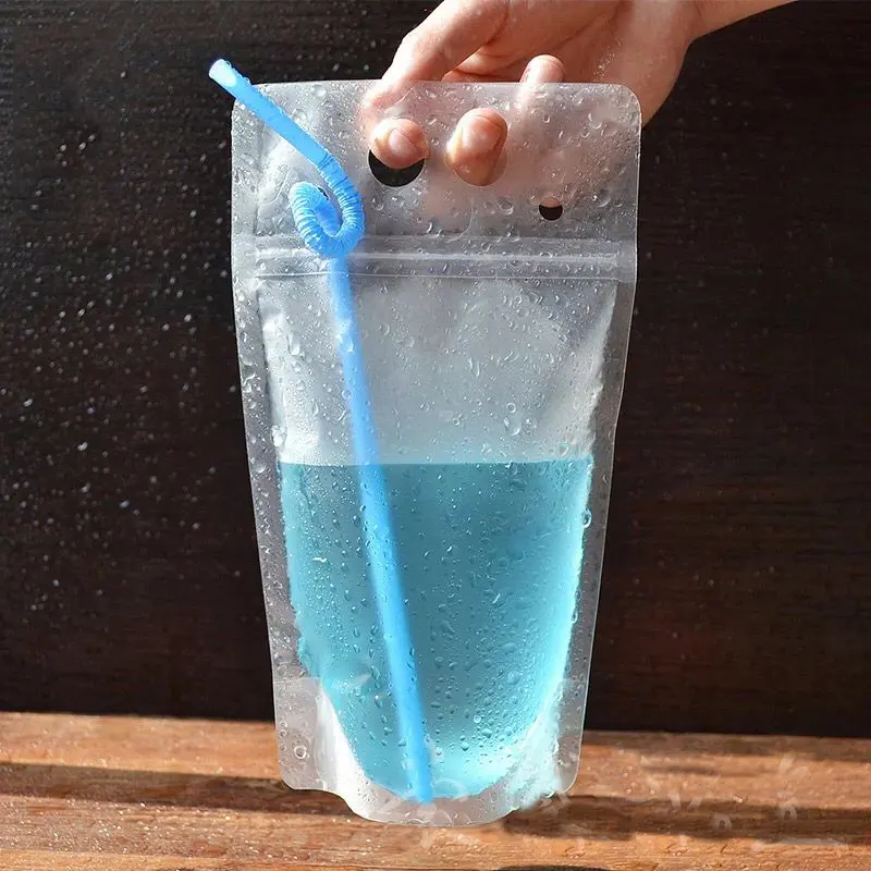 Liquid bag Plastic water bag Upright drinking bag with straw Pipet jack