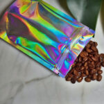 Custom Laser Foil Front Side Transparent Cosmetic Holographic Mylar Zipper Bags With Window